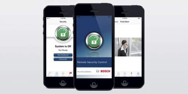 Home security system viewed on mobile phone app